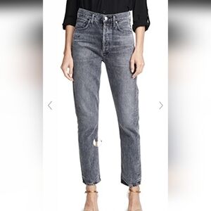Citizens Of Humanity Charlotte High Rise Straight Jeans In Grayscale